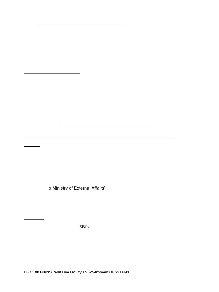 USD 1 Billion Credit Line for Sri Lanka | PDF | Finance & Money Management