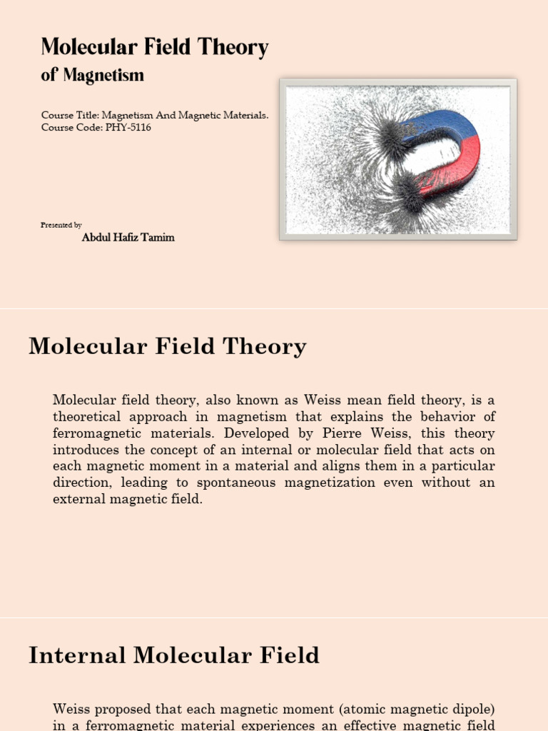 Molecular Field Theory of Ferromagnetism | PDF | Magnetism | Ferromagnetism