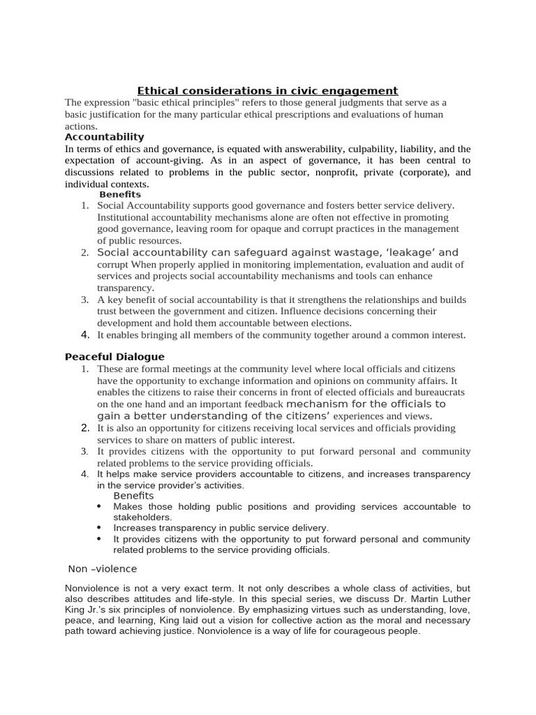 Ethical Principles in Civic Engagement | PDF | Accountability | Governance