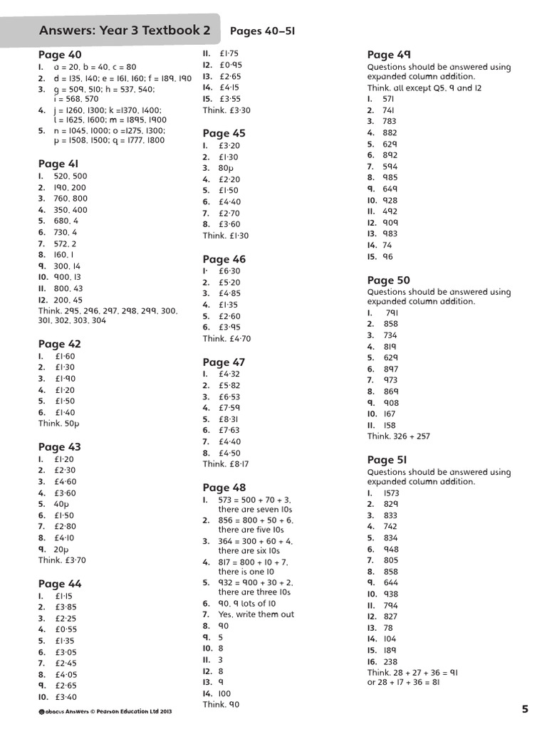 3 Abacus Maths Answers | PDF