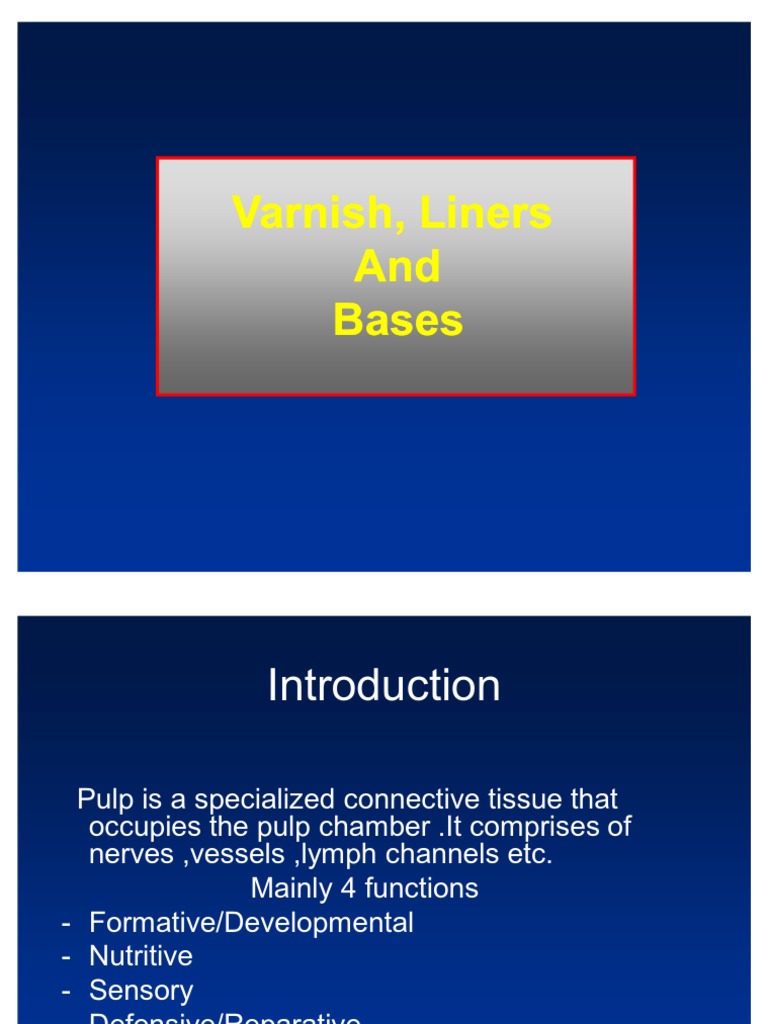 Varnishes Liners Bases PDF Dental Composite Varnish