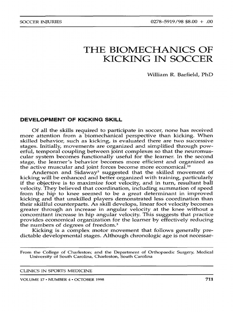 Biomechanics of Soccer Kicking | PDF | Anatomical Terms Of Motion | Force