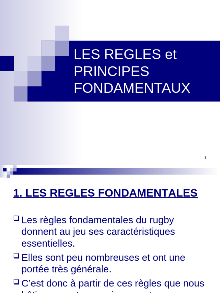 Principes et règles du rugby | PDF | Rugby à XIII