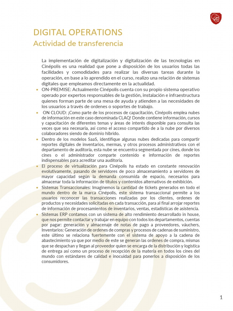 Actividad - Digital Operations | PDF | Computación en la nube | Informática