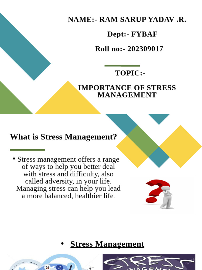 Importance of Stress Management for Students | PDF | Stress (Biology ...
