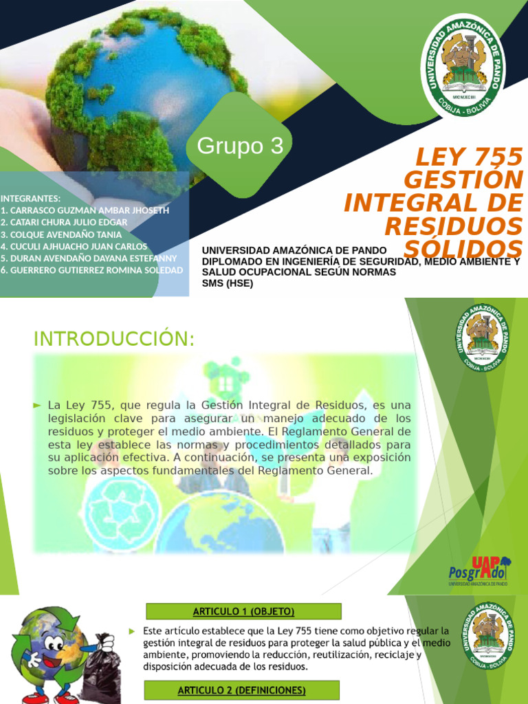 Presentacion de Ley 755 | PDF | Residuos | Gestión de residuos