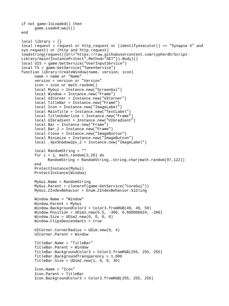 Roblox UI Library Script Creation | PDF | Window (Computing) | Computing