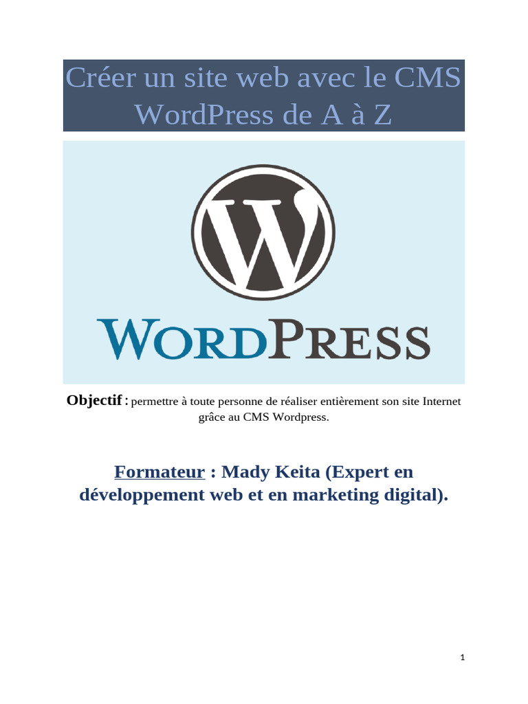 Créer un site web avec WordPress | PDF | WordPress | Sites web