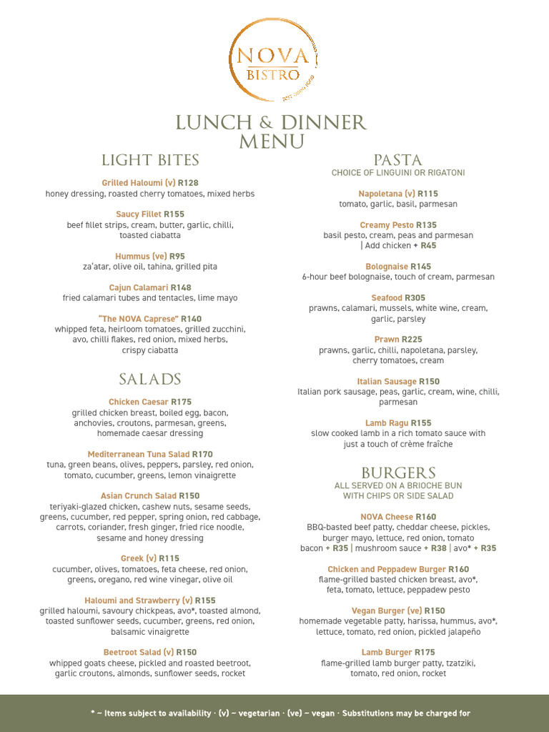 NOVA Bistro - Menu 210 X 297 MM 221123 | PDF | Sushi | Hamburgers