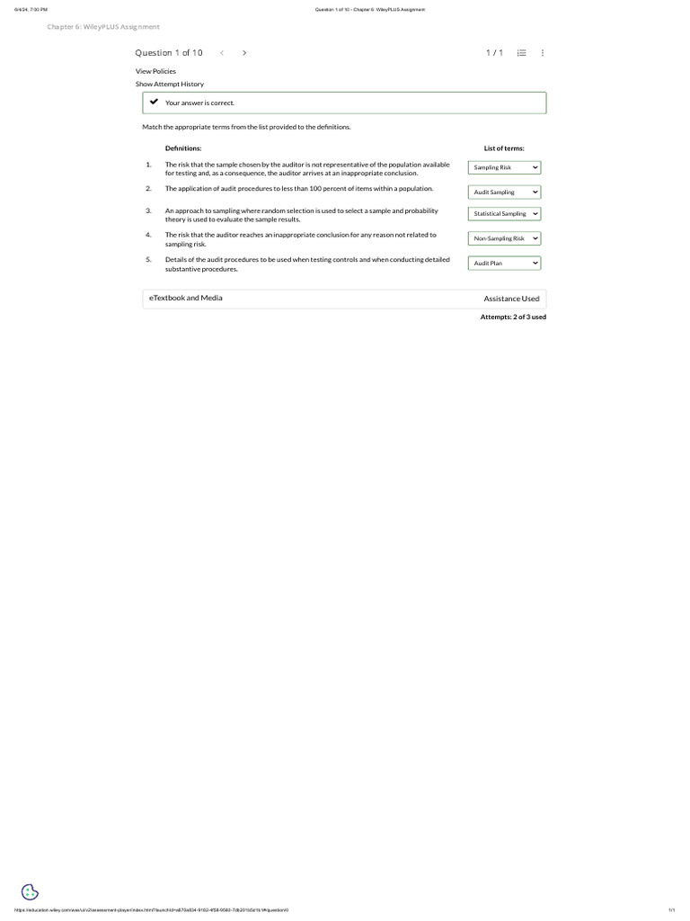 Practice Test Chapter 6 Part 2, Auditing PDF | PDF | Audit | Sampling ...