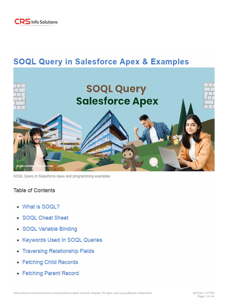 SOQL Query in Salesforce Apex & Examples | PDF | Sql | Variable ...