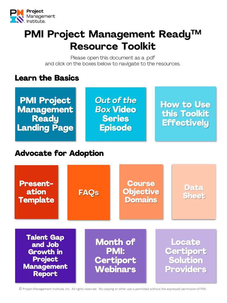 PMI Project Management Ready Toolkit | PDF