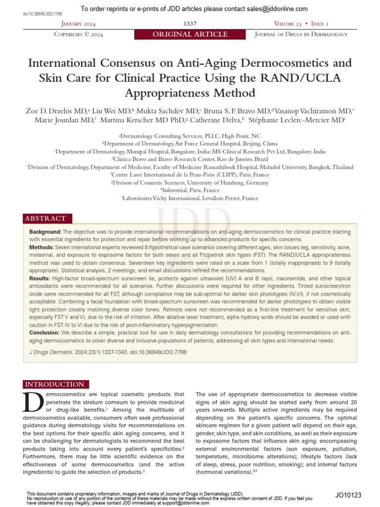International Consensus On Anti-Aging Dermocosmetics and Skin Care For ...