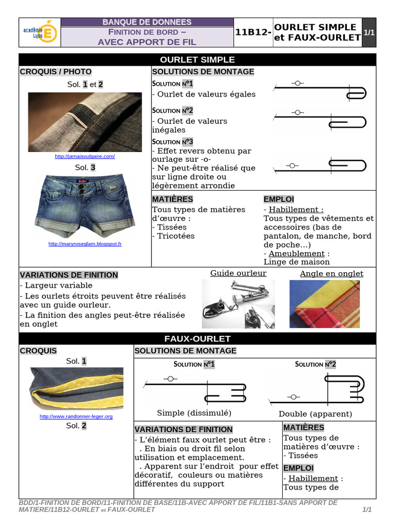 Techniques d'Ourlet et Faux-Ourlet | PDF | Vêtements | Mode