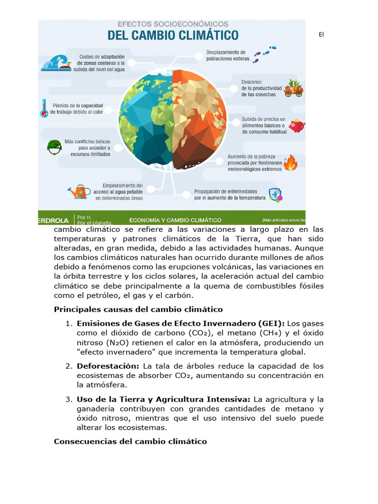 Causas y Consecuencias del Cambio Climático | PDF | Gases de efecto ...