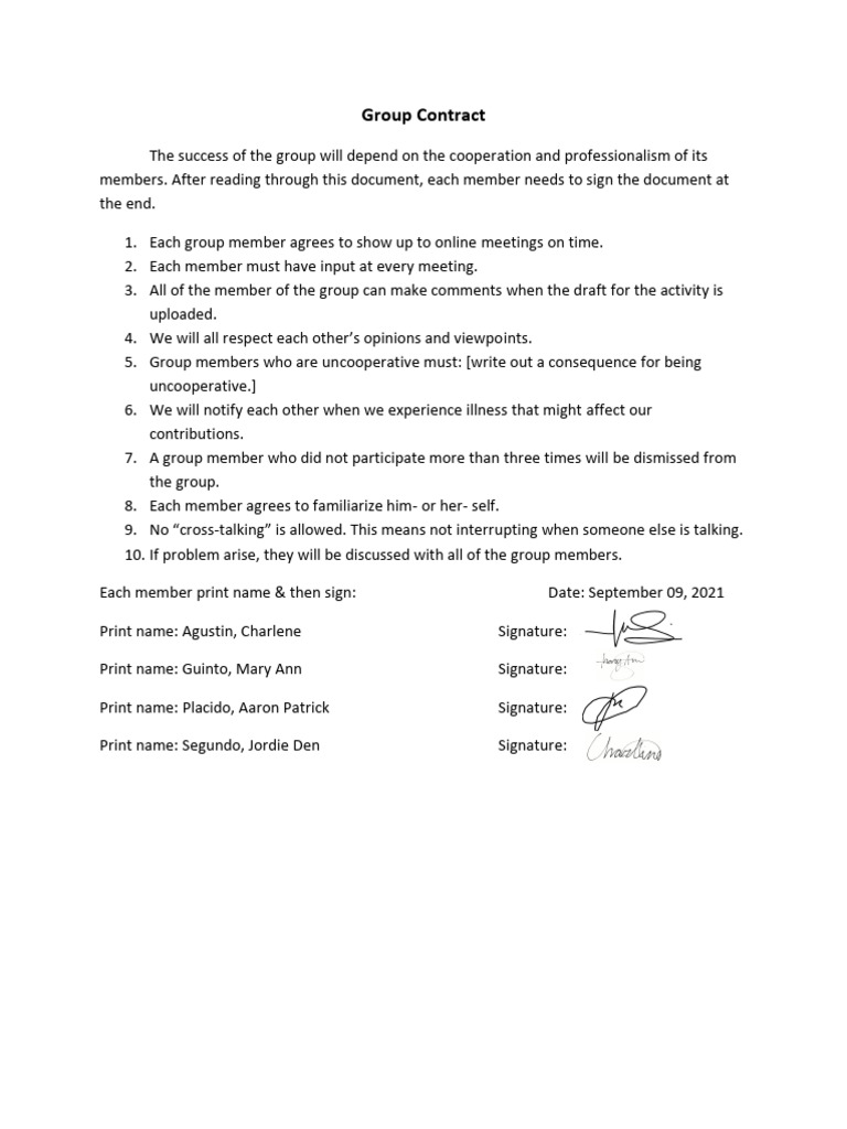 Group Contract 1 2 | PDF