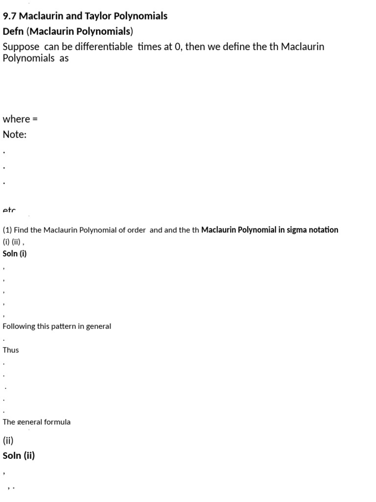Maclaurin and Taylor Polynomials Guide | PDF | Teaching Methods & Materials