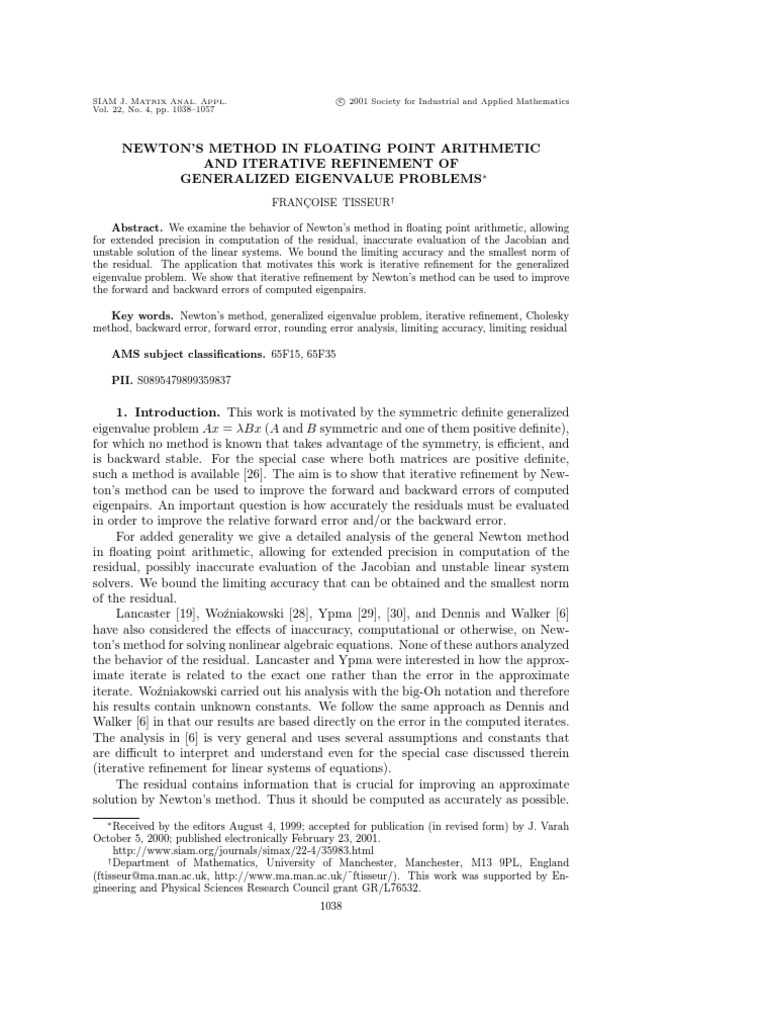 Newton's Method for Eigenvalue Problems | PDF | Eigenvalues And ...
