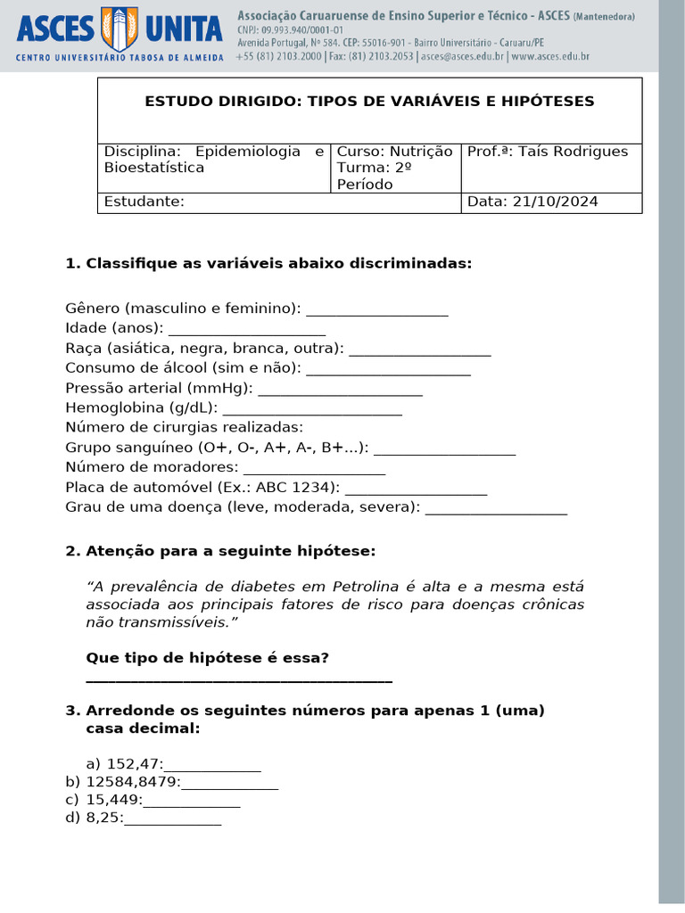2 Atividade - Tipos de Variavéis | PDF | Autoajuda | Bem-estar