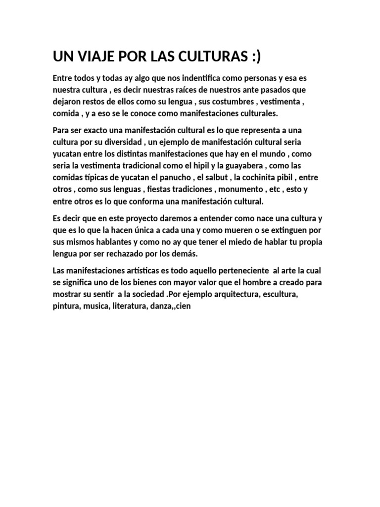 Manifestaciones Culturales y Artísticas | PDF