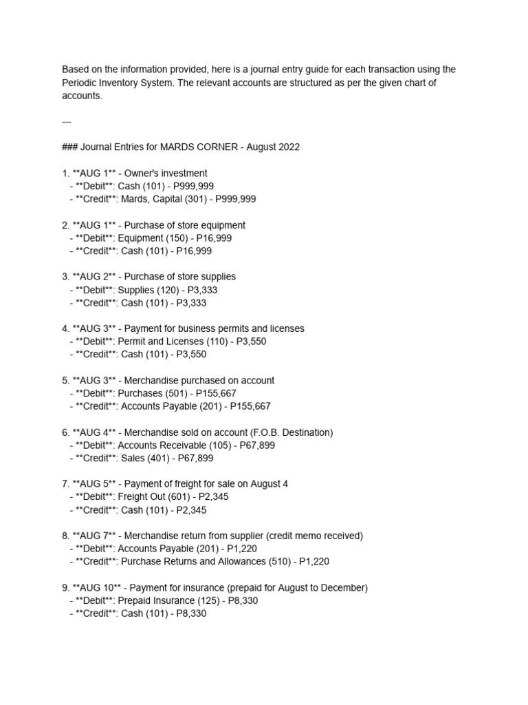 Periodic Inventory System | PDF | Debits And Credits | Cash