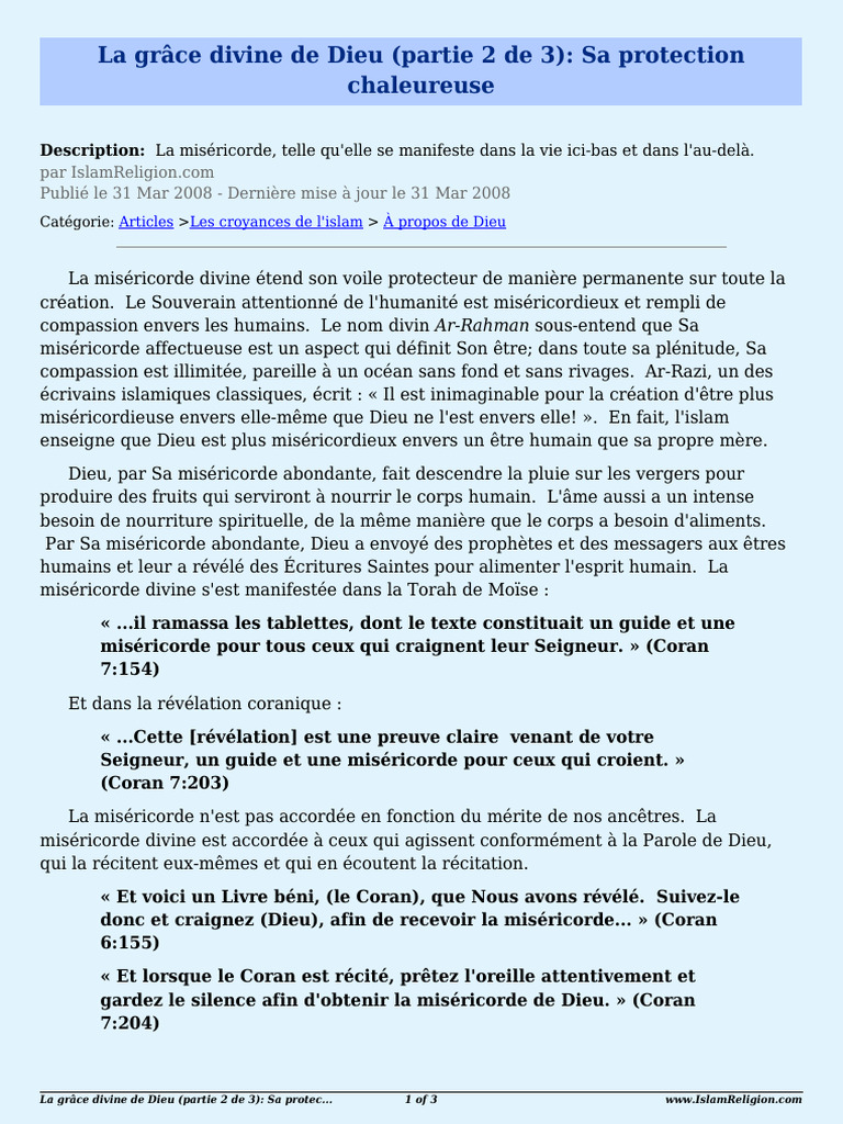 Miséricorde divine et protection de Dieu | PDF | Miséricorde | Dieu