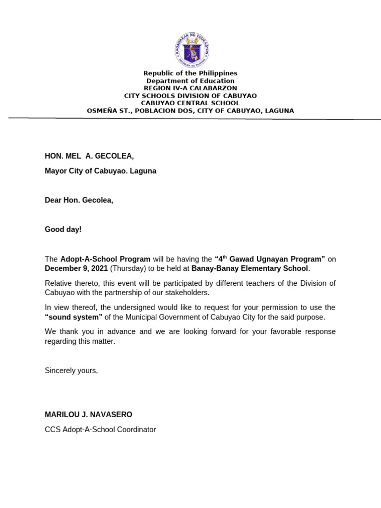 Request for Sound System Permission | PDF | Wellness