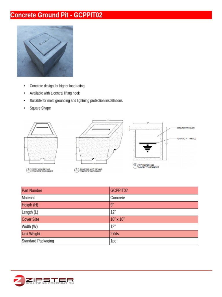 Concrete Ground Pit Specifications | PDF