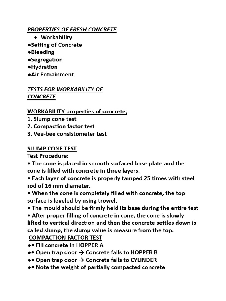 Fresh Concrete Properties and Testing | PDF | Concrete | Structural ...