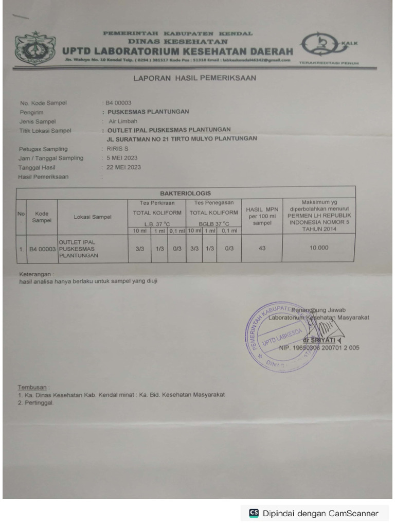 Hasil Lab Ipal | PDF