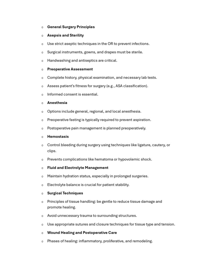 General Surgery Principles | PDF | Surgery | Surgical Specialties