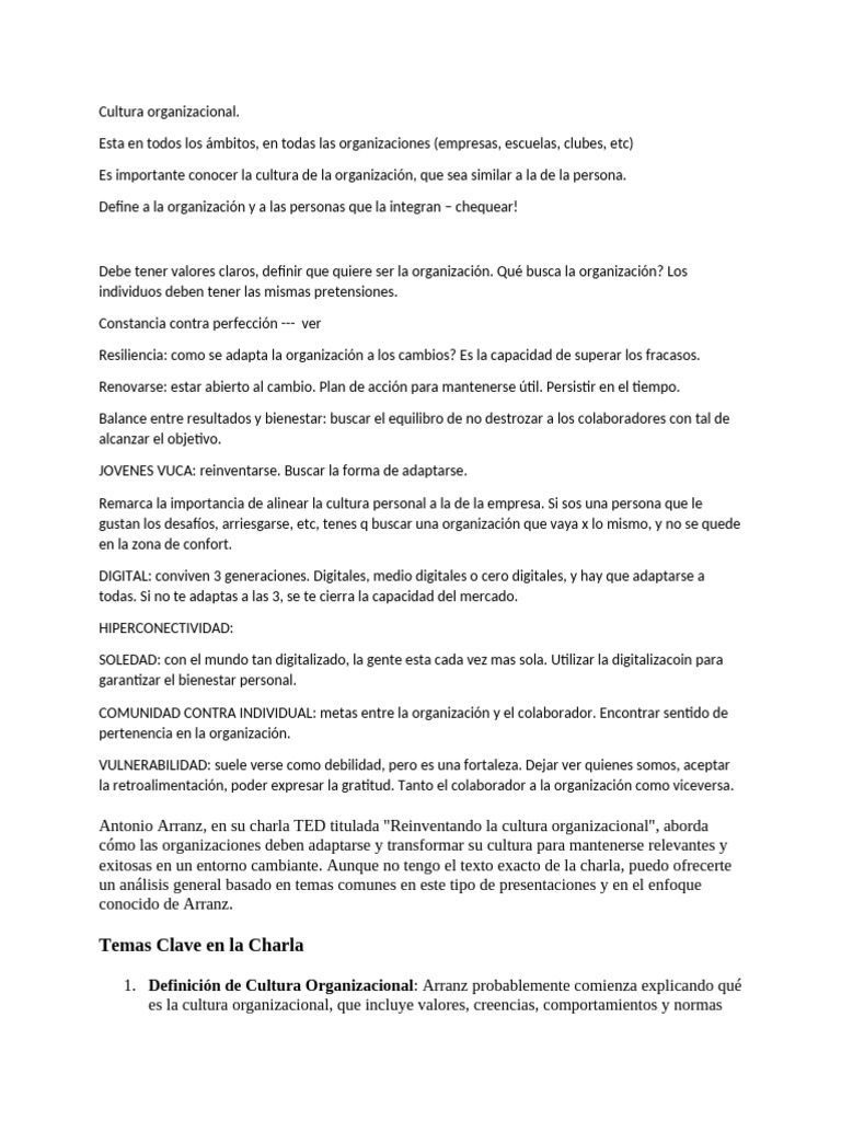 Reinventando la Cultura Organizacional | PDF | Cultura organizacional ...