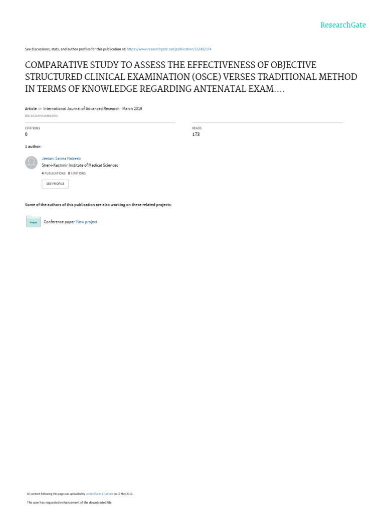 OSCE vs Traditional Exam in Nursing Education | PDF | Educational ...