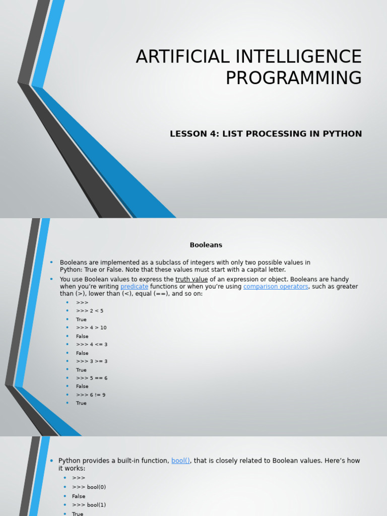 Lesson 4 Strings and List Processing in Python | PDF | Boolean Data ...