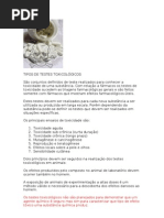 TIPOS DE TESTES TOXICOLÓGICOS