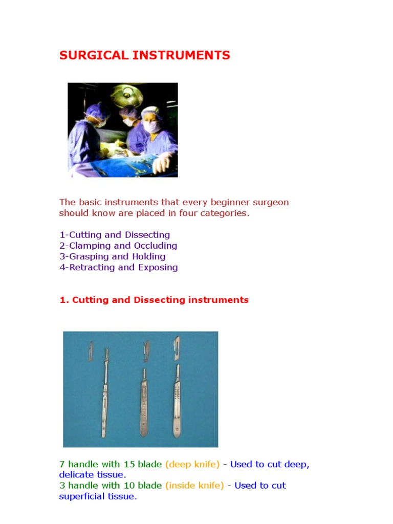 Surgical Instruments: The Basic Instruments That Every Beginner Surgeon ...