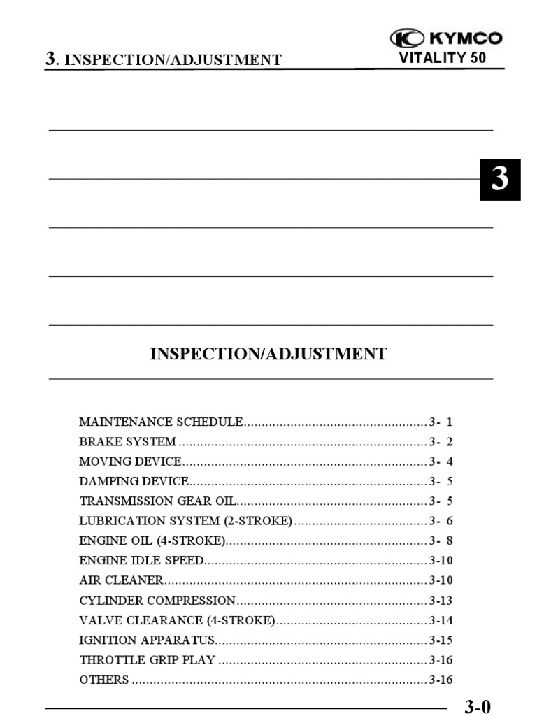 SM - Kymco Vitality 50 - Chapter 03 (Inspection - Adjustment) | Brake | Axle