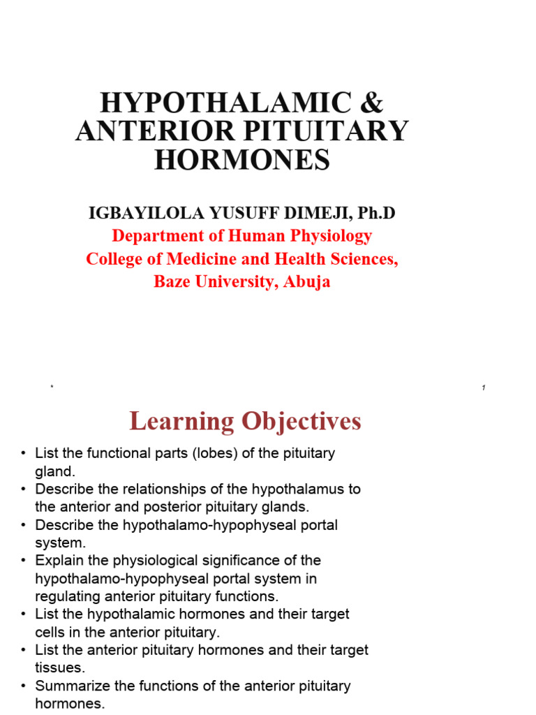 Hypothalamic and Anterior Pituitary Hormones | PDF | Pituitary Gland ...