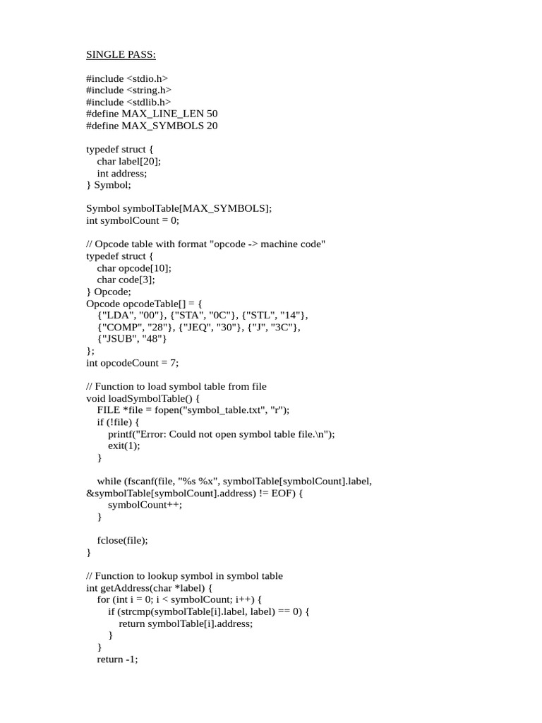 SIC Object Code Generation in C | PDF | Computer Science | Computer Data