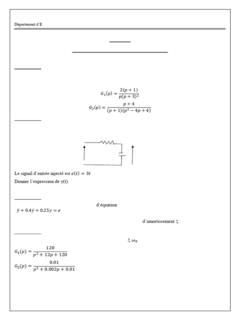 TD4+Solution Systèmes Asservis | PDF | Électrotechnique | Circuit ...