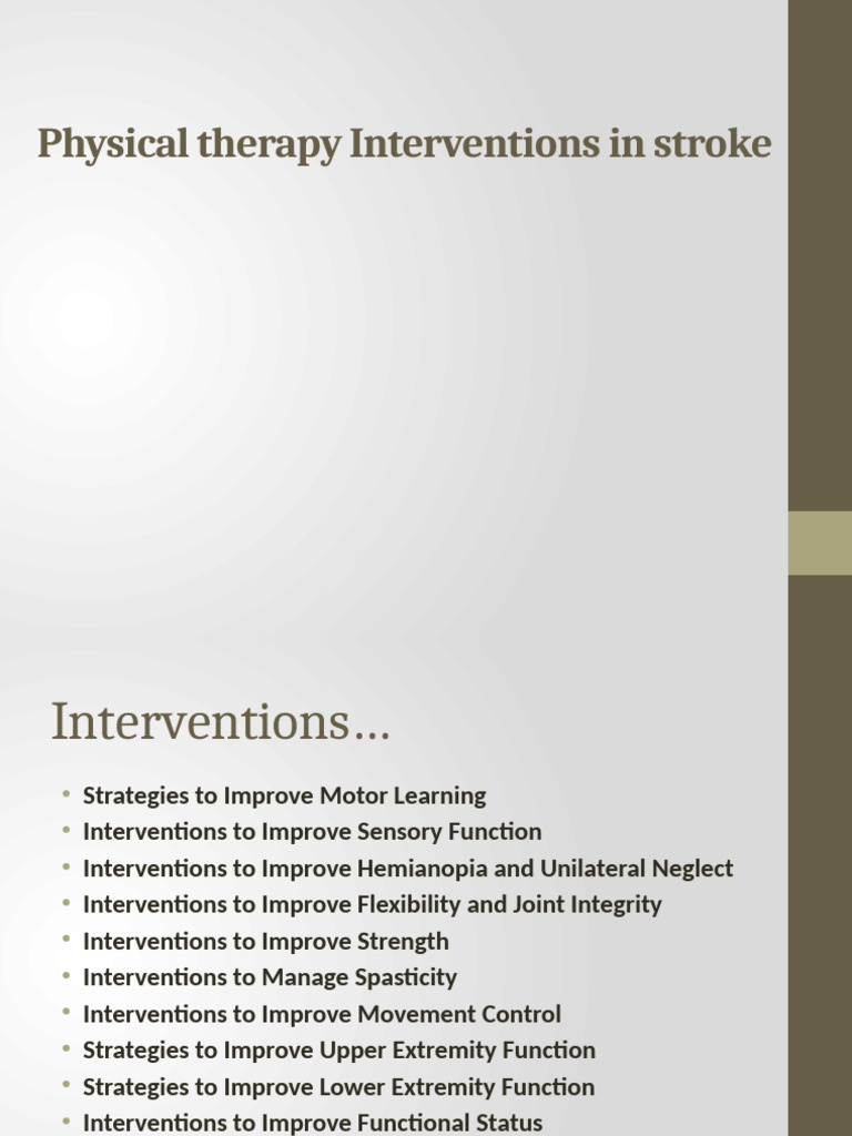 Physical Therapy Intervention in Stroke | PDF | Anatomical Terms Of ...