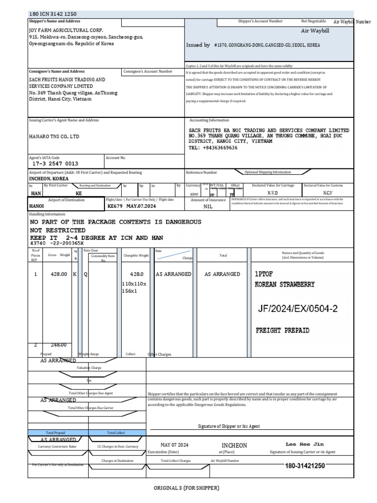 Air Waybill for International Shipment | PDF | Economies