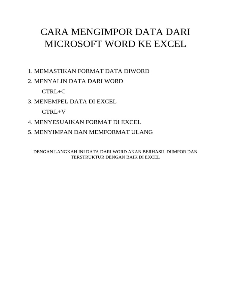 Cara mengimpor data dari microsoft word ke excel kel 1 pdf