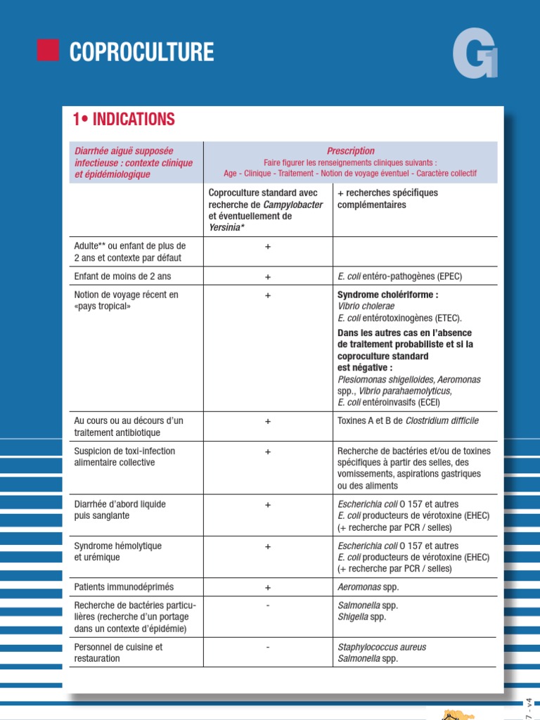 G1 Coproculture | PDF | Intoxication alimentaire | Escherichia coli