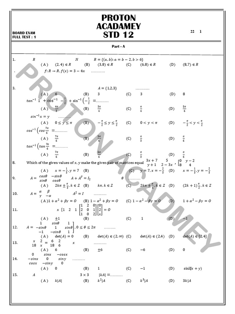 Full test of class 12 | PDF