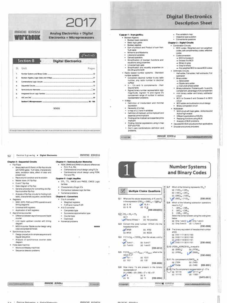 Made Easy Digital Electronics+ Microprocessor Workbook | PDF