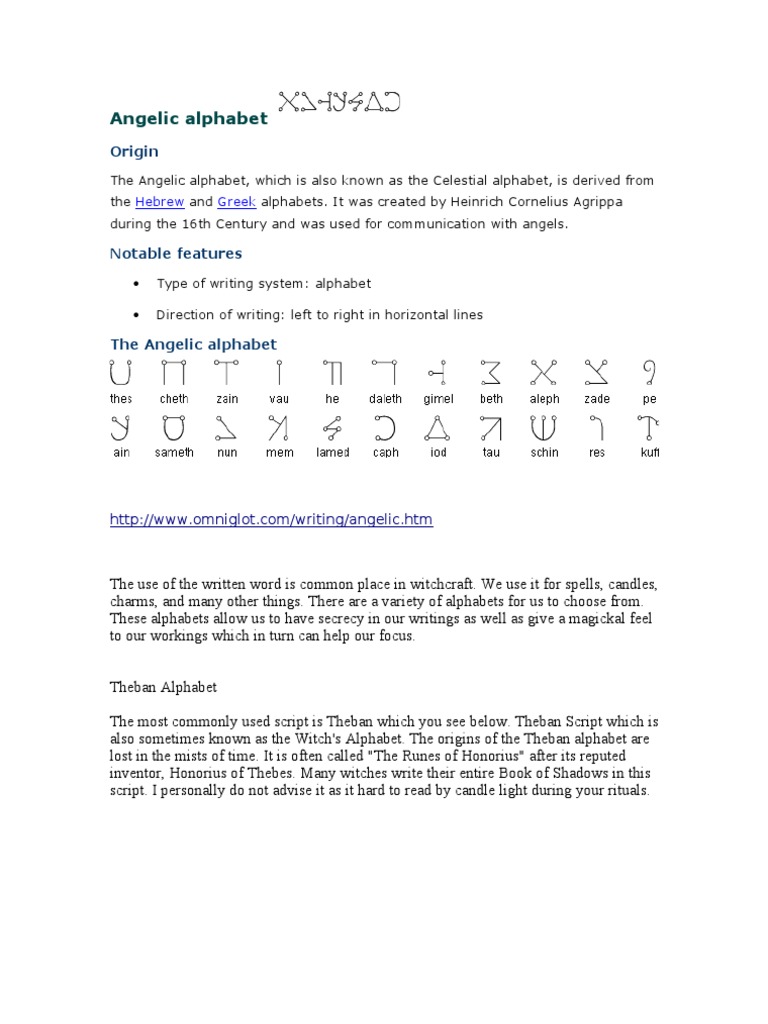 Angelic Alphabet. | PDF | Runes | Egyptian Hieroglyphs