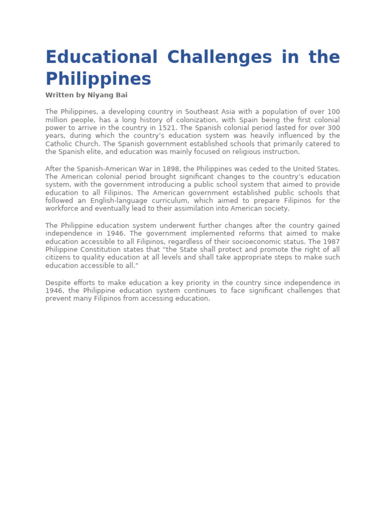 Challenges in Philippine Education System | PDF | Poverty Reduction ...