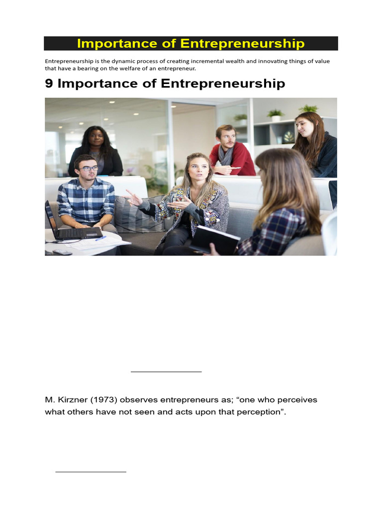 Significance of Entrepreneurship Explained | PDF | Entrepreneurship ...