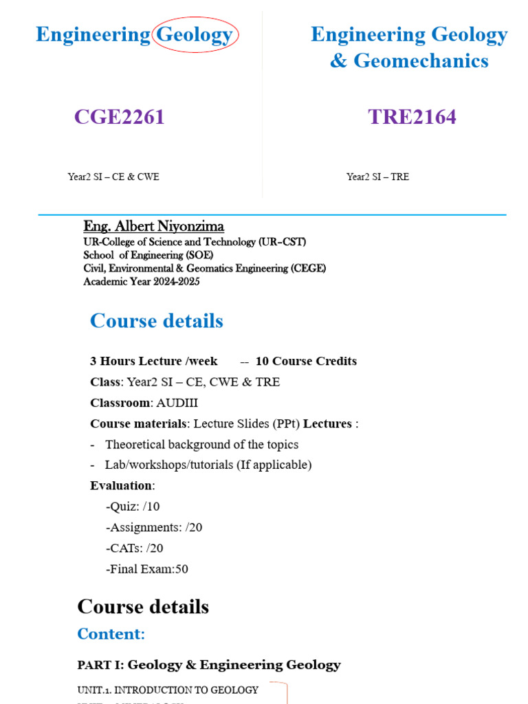 Unit-I. Introduction To Geology& Engineering Geology | PDF | Plate ...